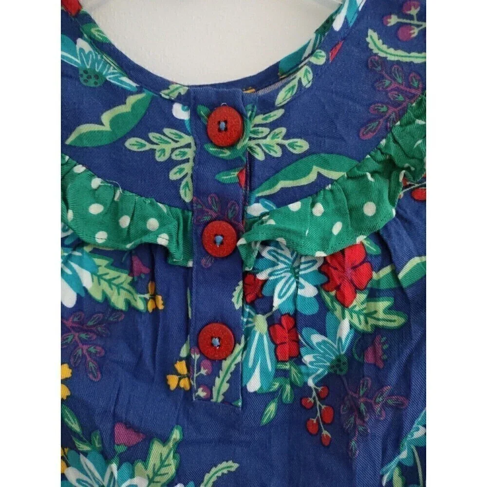 Matilda Jane Merry & Bright Girls Dress Size 6 Blue Floral Ruffles Long Sleeve - Picture 7 of 8